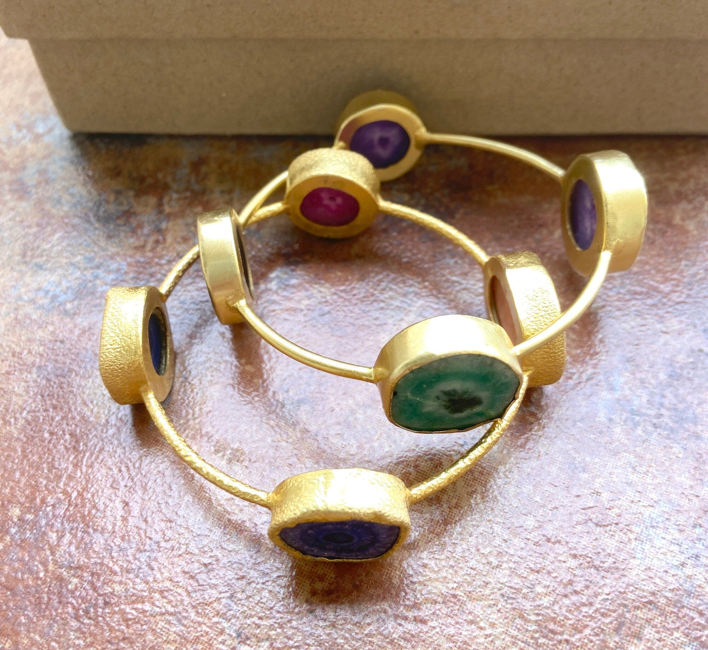 The Enache Agate Gold Bangle Set TheEnache