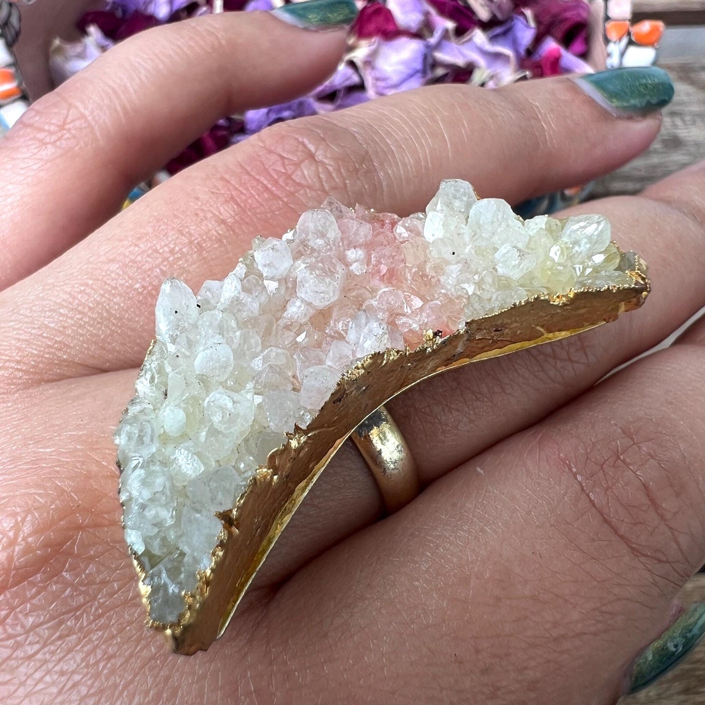 The Enache Crescent Moon Yellow Druzy Ring TheEnache