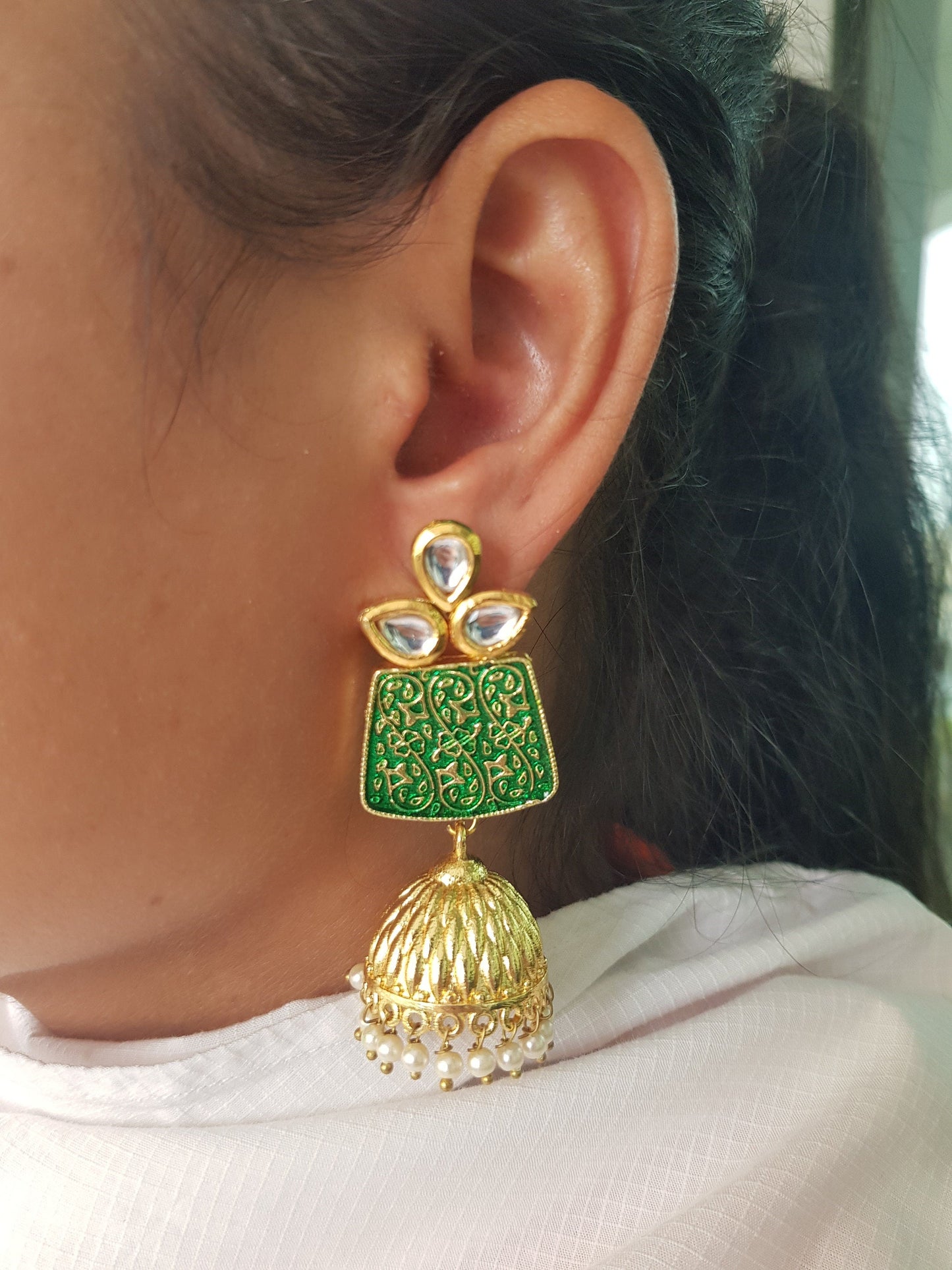 The Enache Indian Green Jhumka Earrings TheEnache