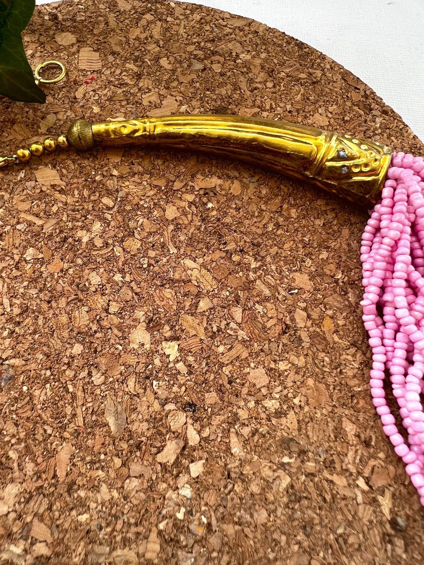 The Enache Pink Beaded Multi-Strand Necklace TheEnache