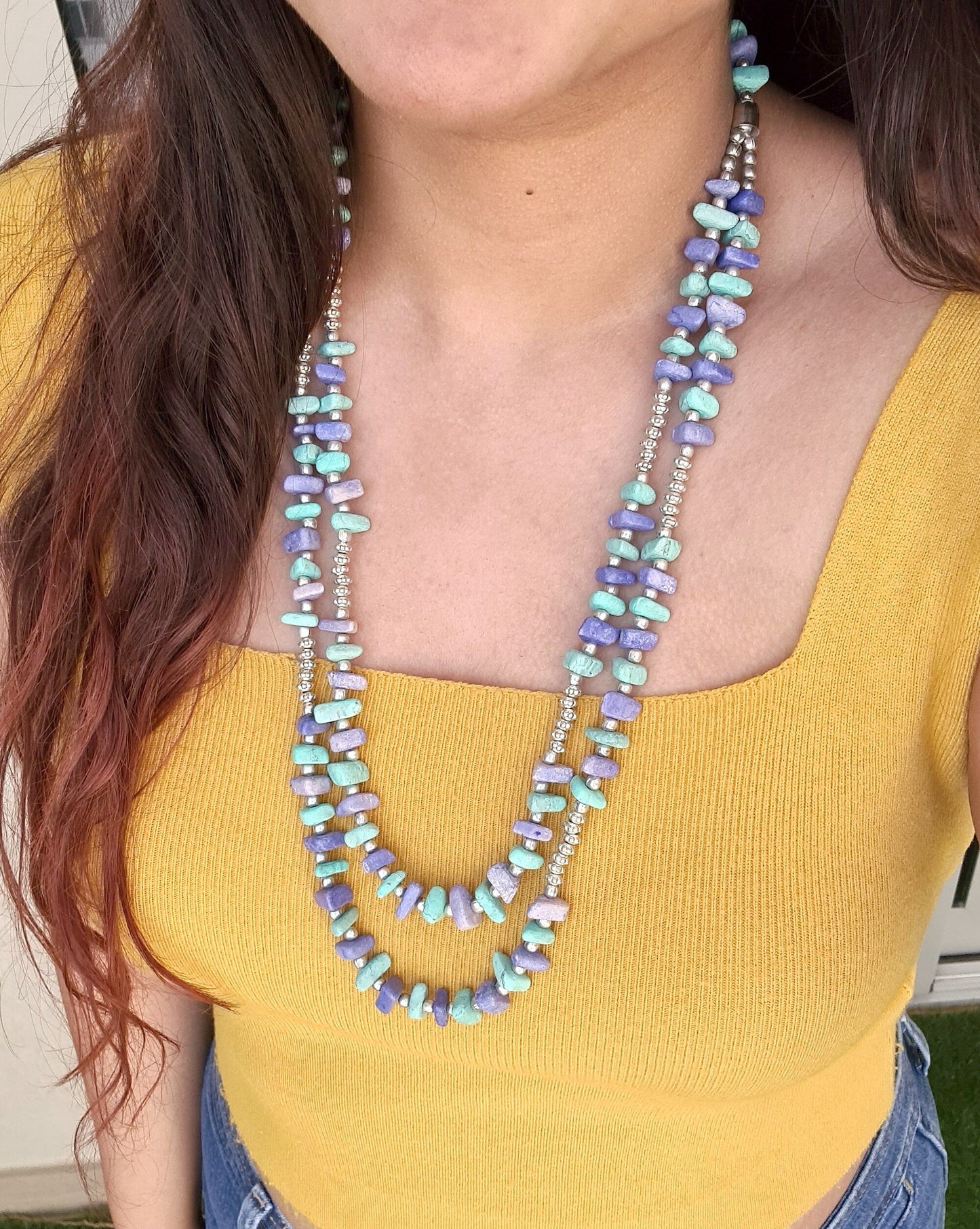 The Enache Turquoise & Purple Beaded Necklace TheEnache