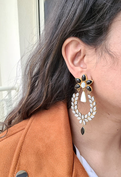 Black Onyx Flower Earrings