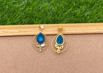 Blue Druzy Teardrop Earrings