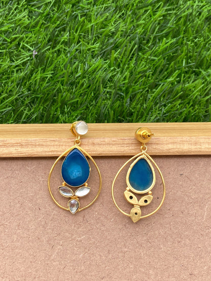 Blue Druzy Teardrop Earrings