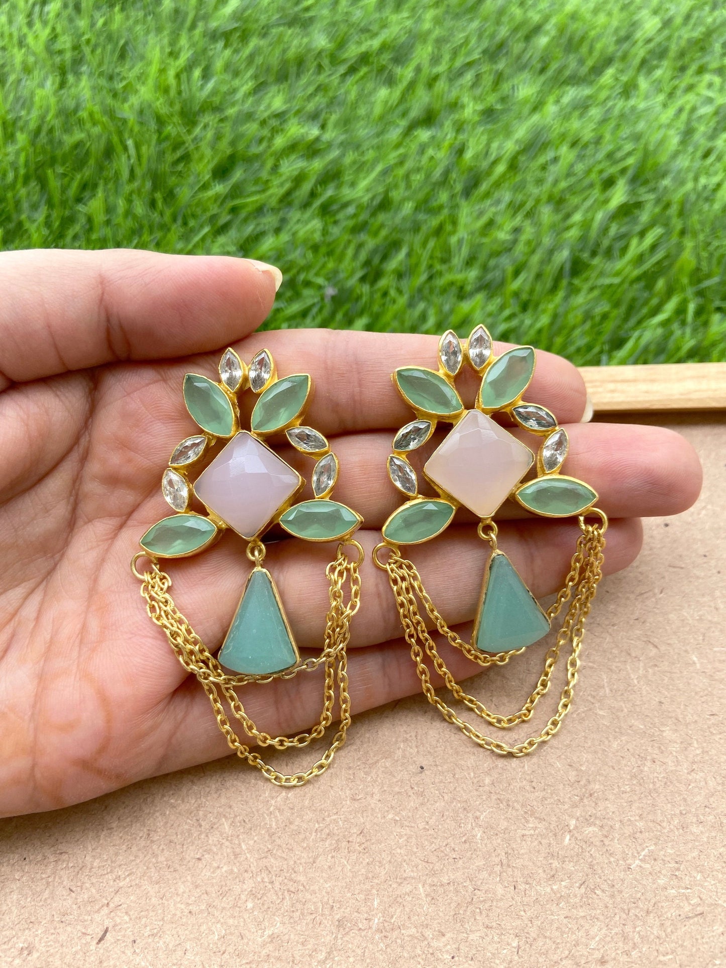 Chalcedony Chandelier Earrings