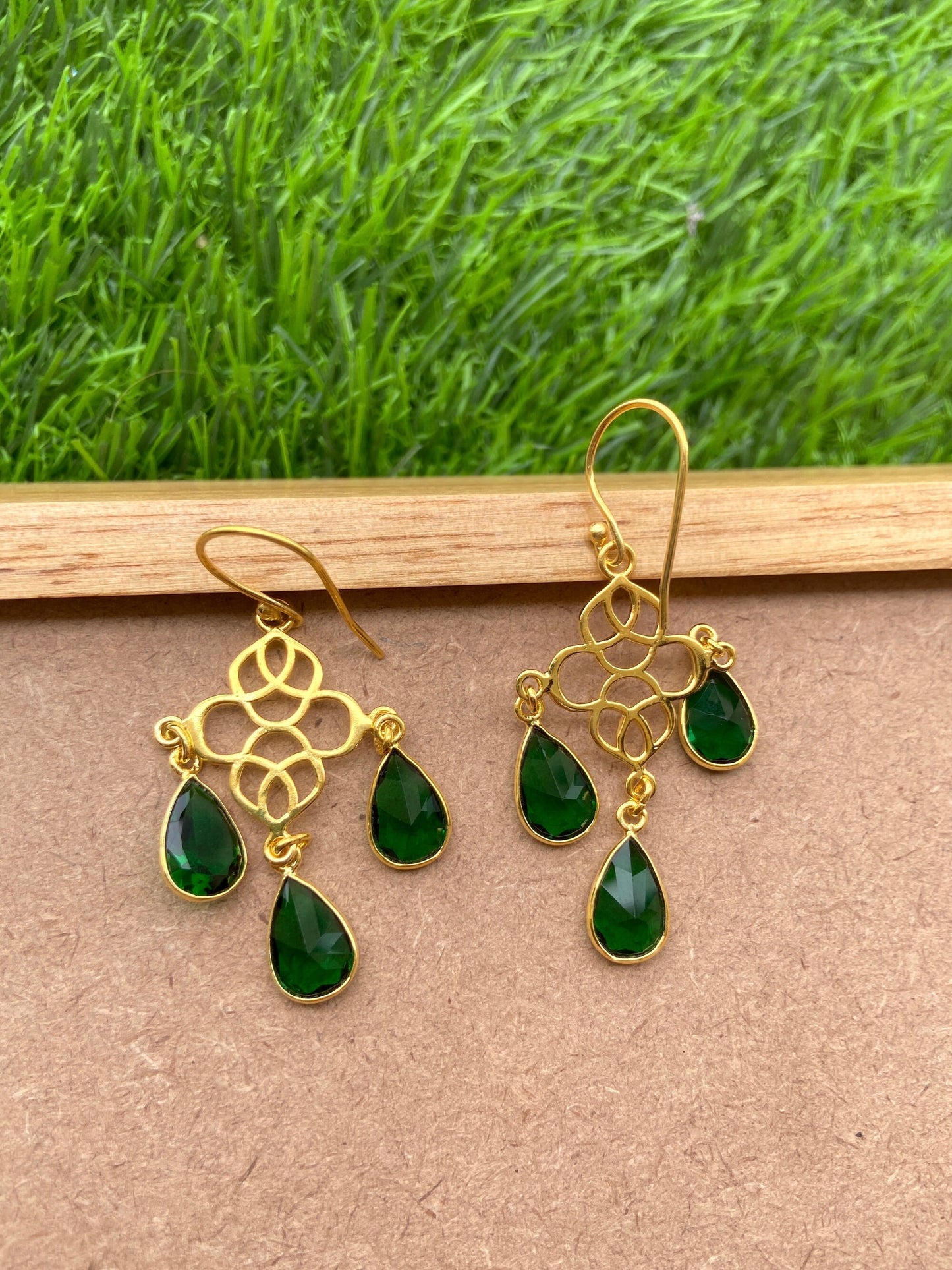 Green Onyx Charm Earrings