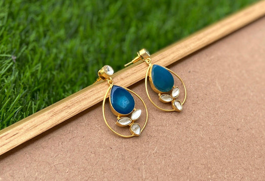 Blue Druzy Teardrop Earrings