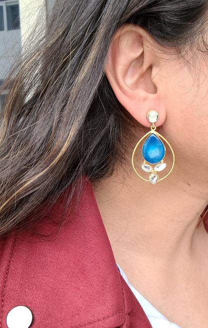 Blue Druzy Teardrop Earrings