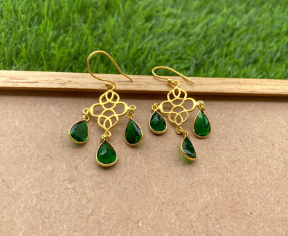 Green Onyx Charm Earrings