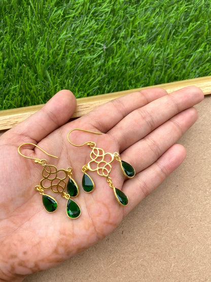 Green Onyx Charm Earrings