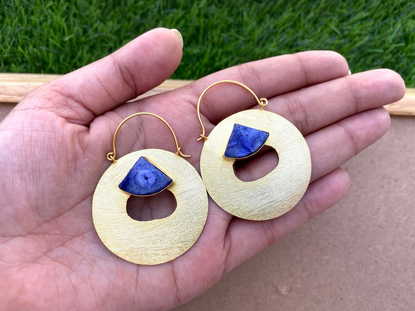 Blue Agate Druzy Earrings