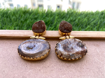 Agate Druzy Spike Earrings