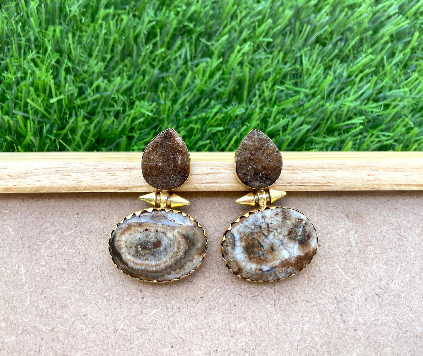 Agate Druzy Spike Earrings