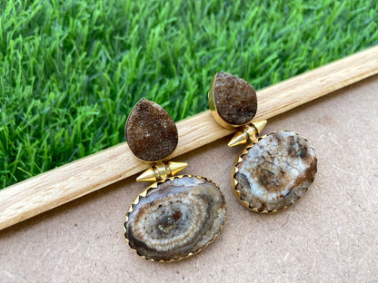 Agate Druzy Spike Earrings