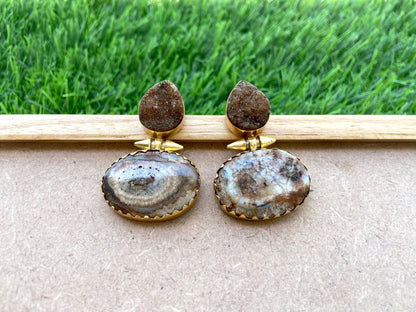 Agate Druzy Spike Earrings