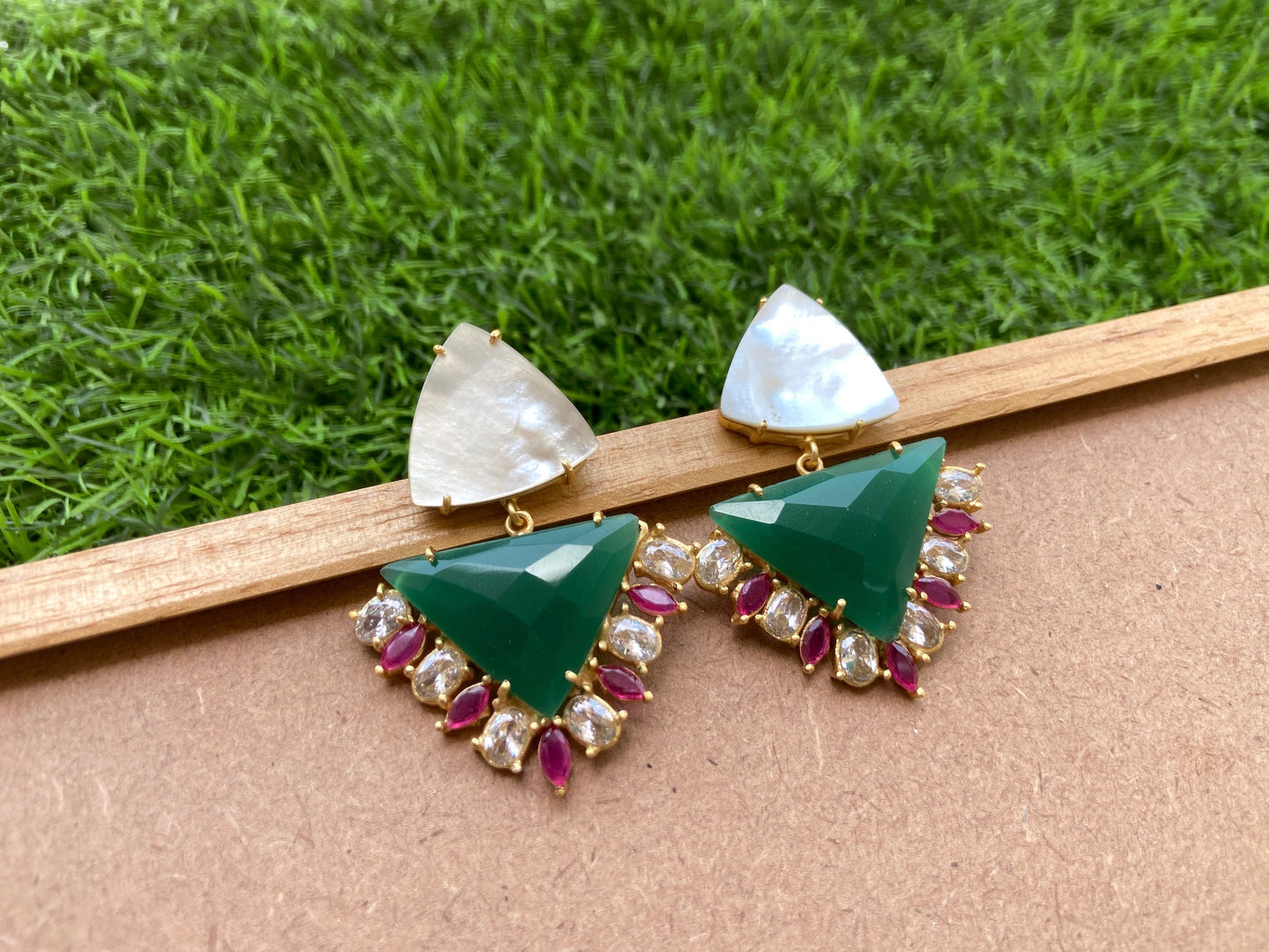 Pearl Green Crystal Earrings