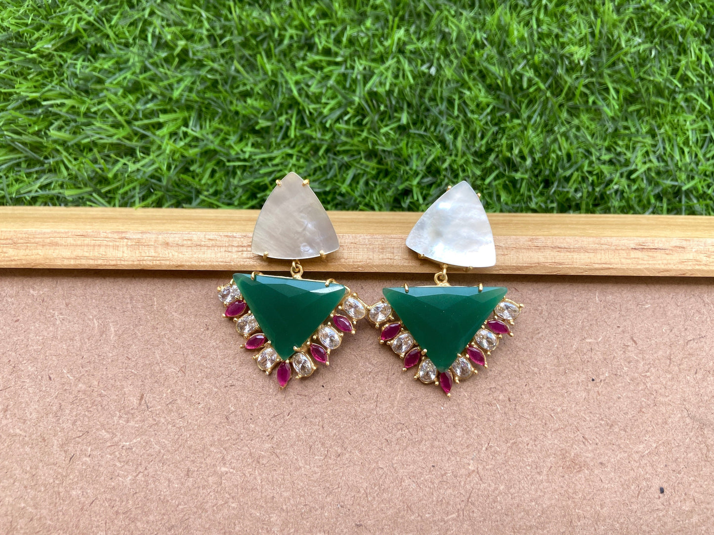 Pearl Green Crystal Earrings