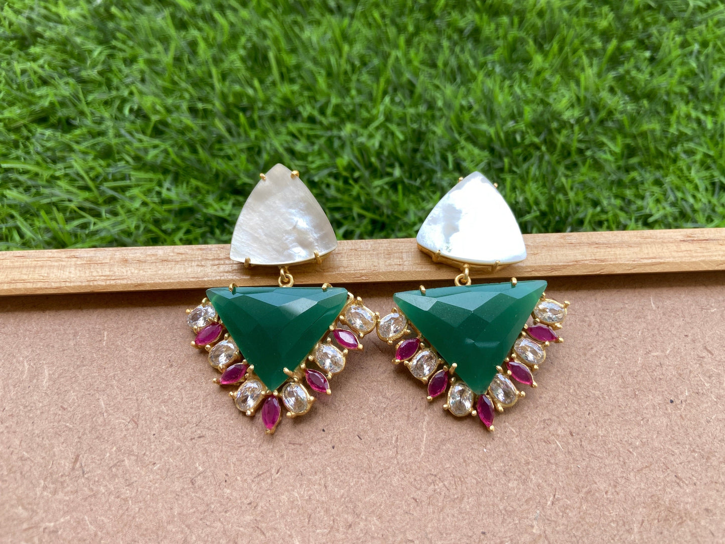 Pearl Green Crystal Earrings