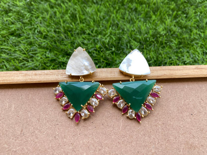 Pearl Green Crystal Earrings