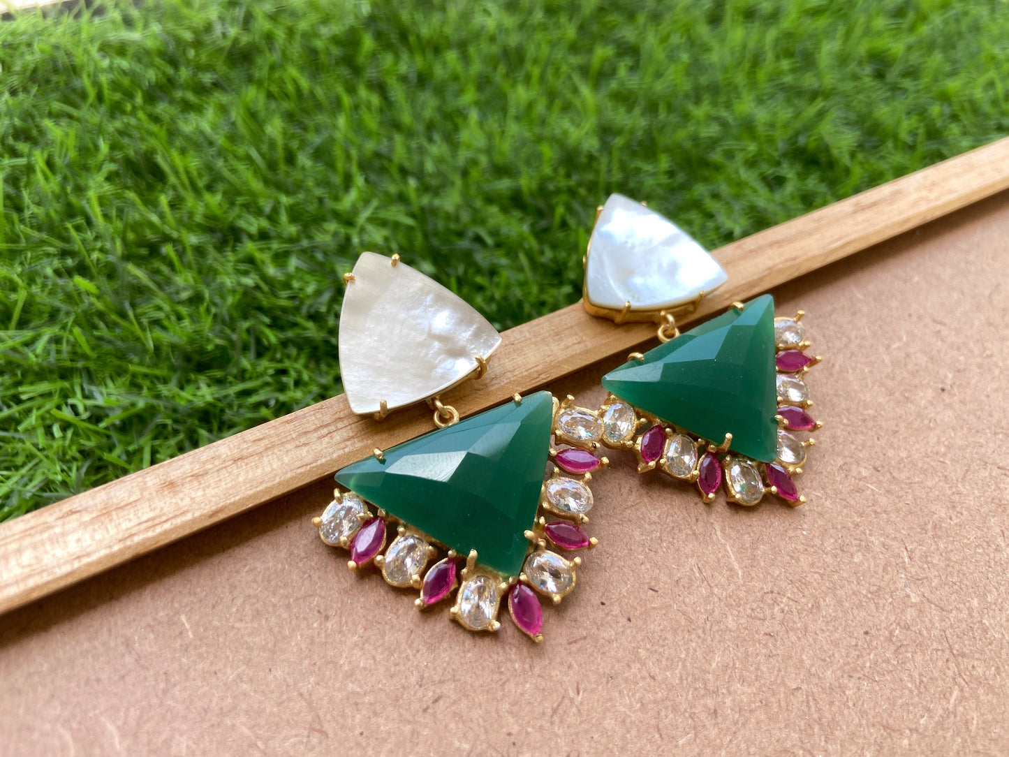 Pearl Green Crystal Earrings