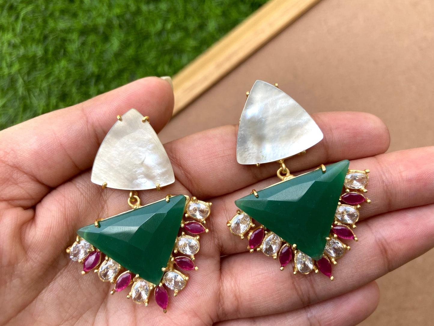 Pearl Green Crystal Earrings