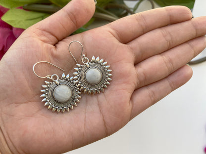 Oxidized Moonstone Earrings