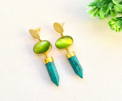 Turquoise Pencil Dangle Earrings