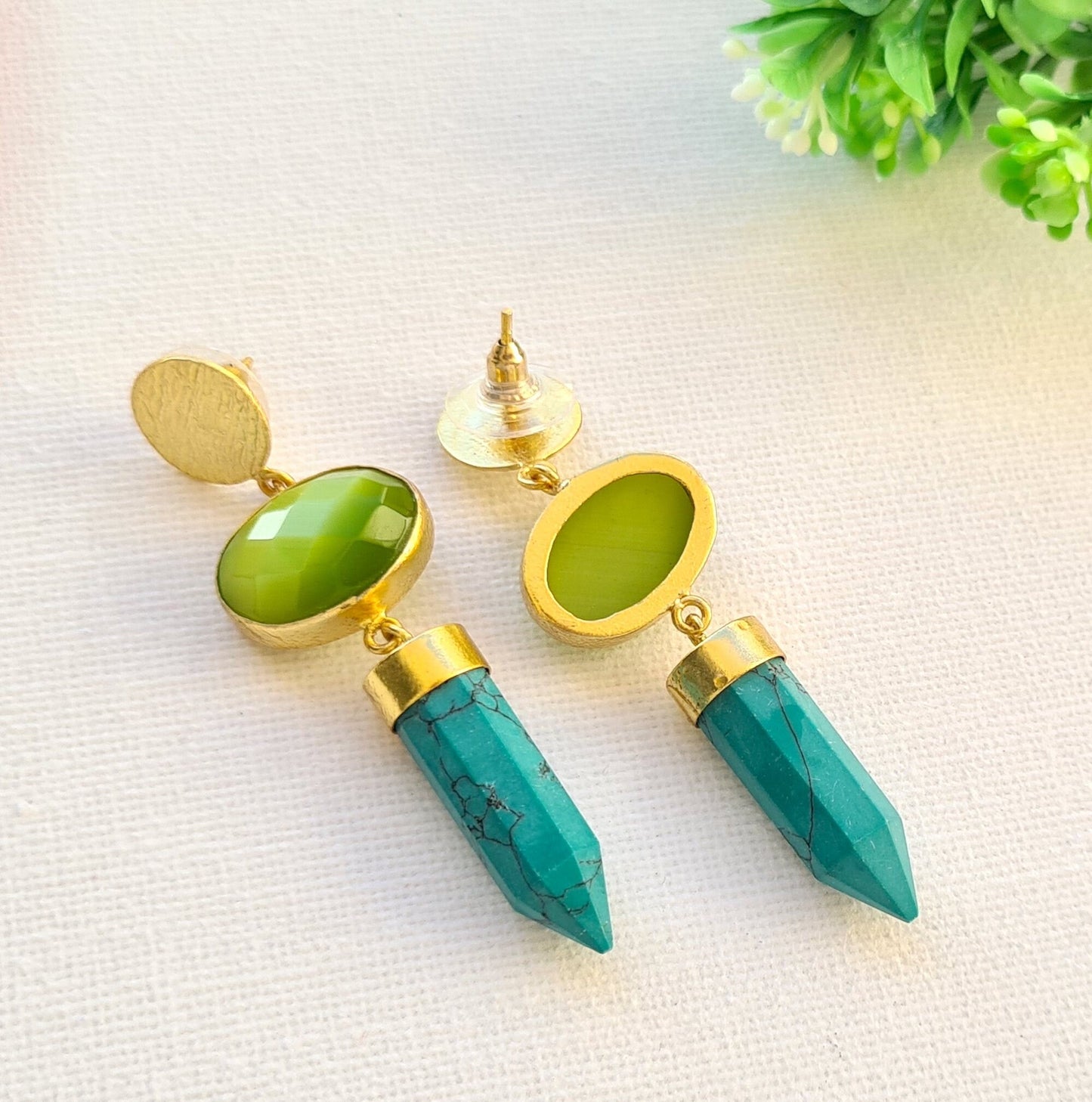 Turquoise Pencil Dangle Earrings