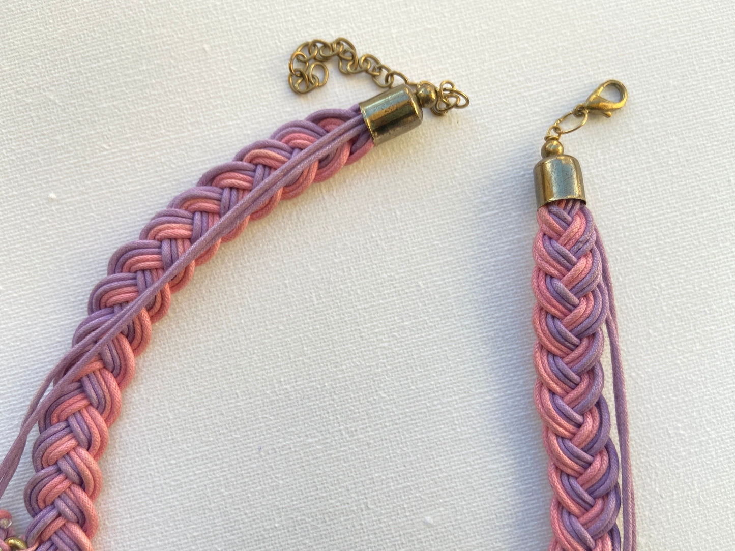 Pink Braided Crochet Necklace