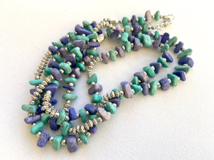 Turquoise & Purple Beaded Necklace