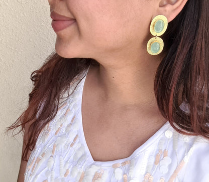 Chalcedony Gold Earrings