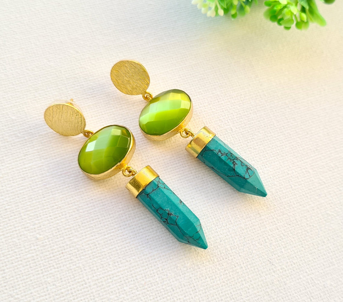 Turquoise Pencil Dangle Earrings