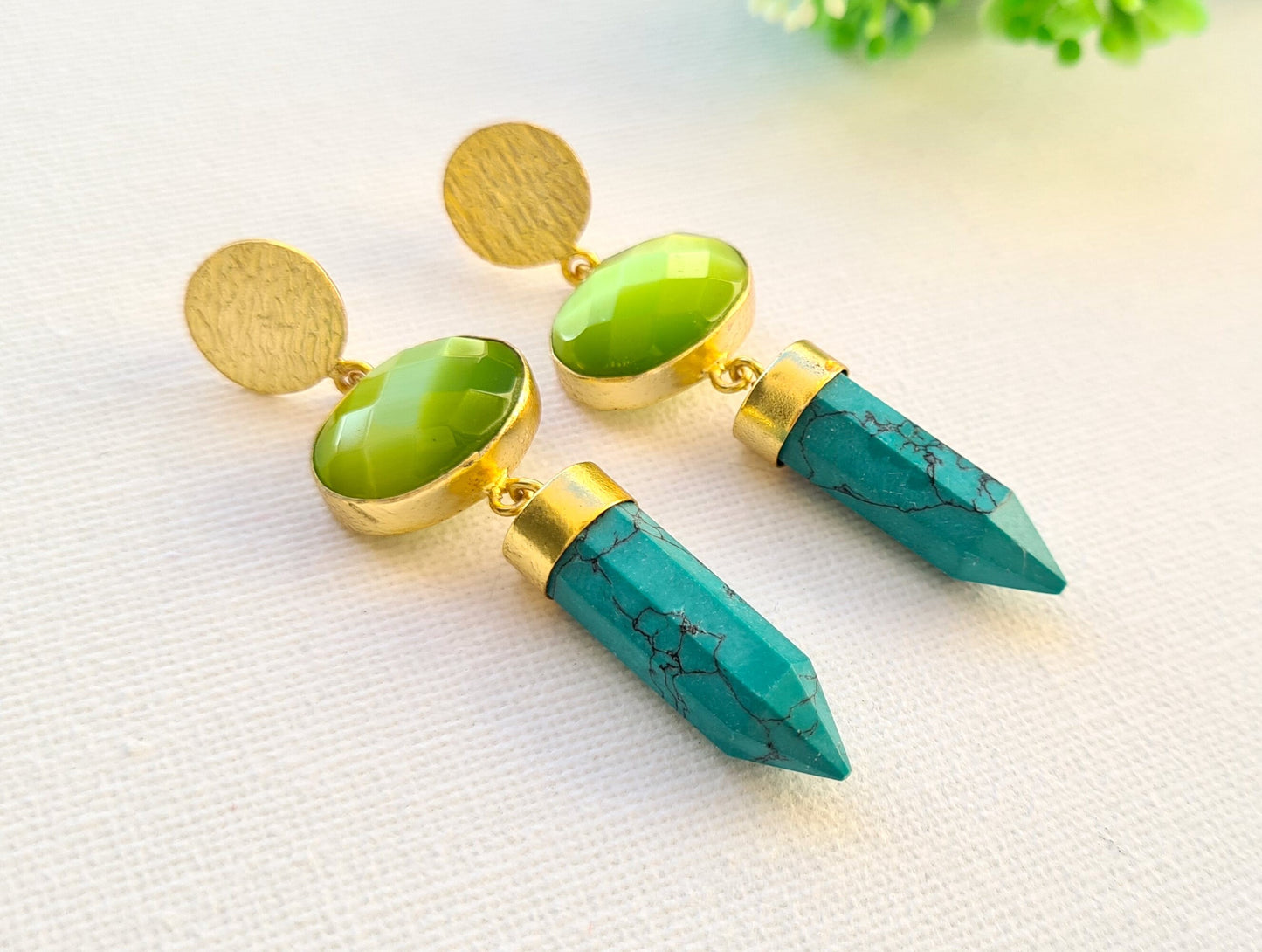 Turquoise Pencil Dangle Earrings