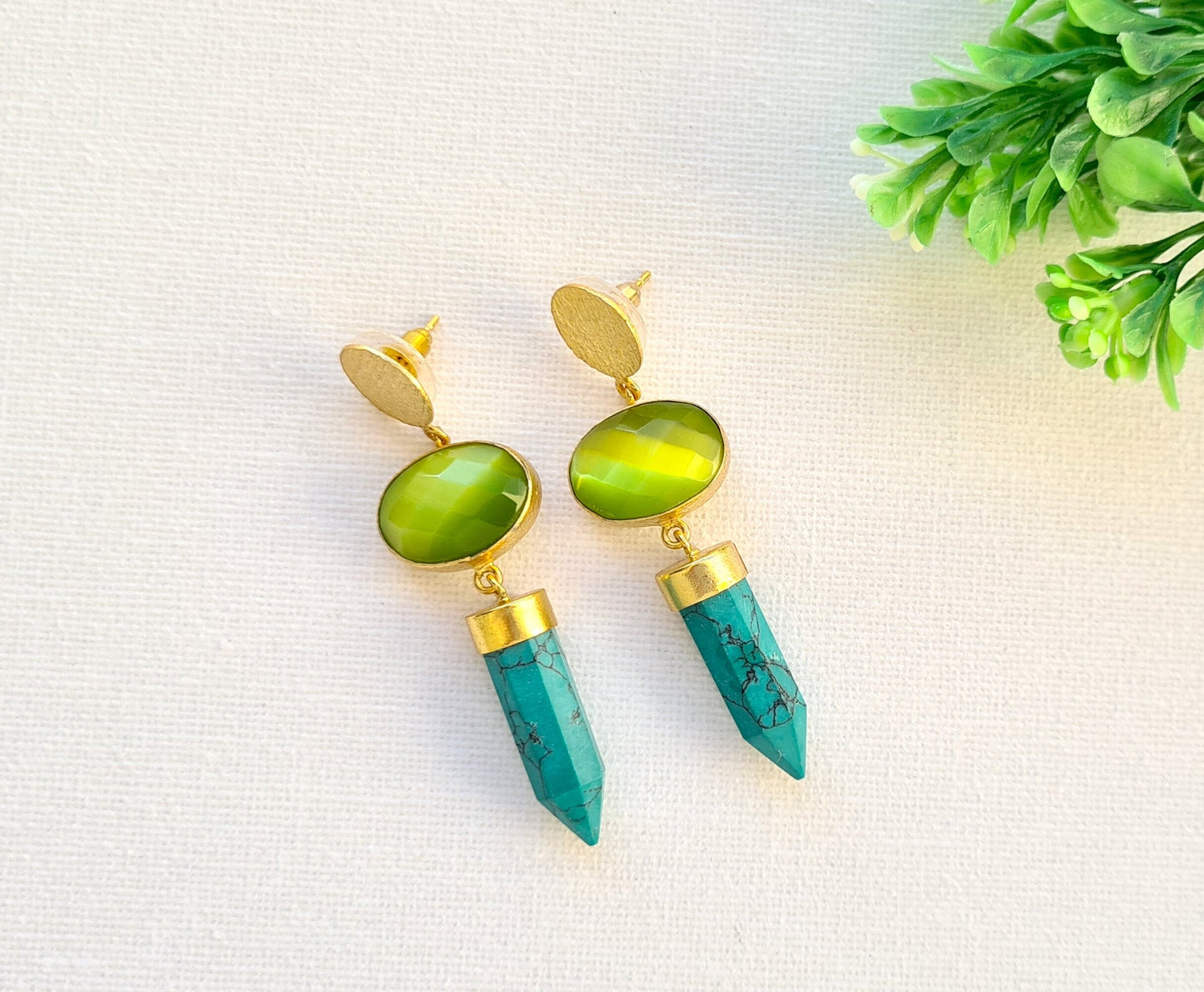 Turquoise Pencil Dangle Earrings