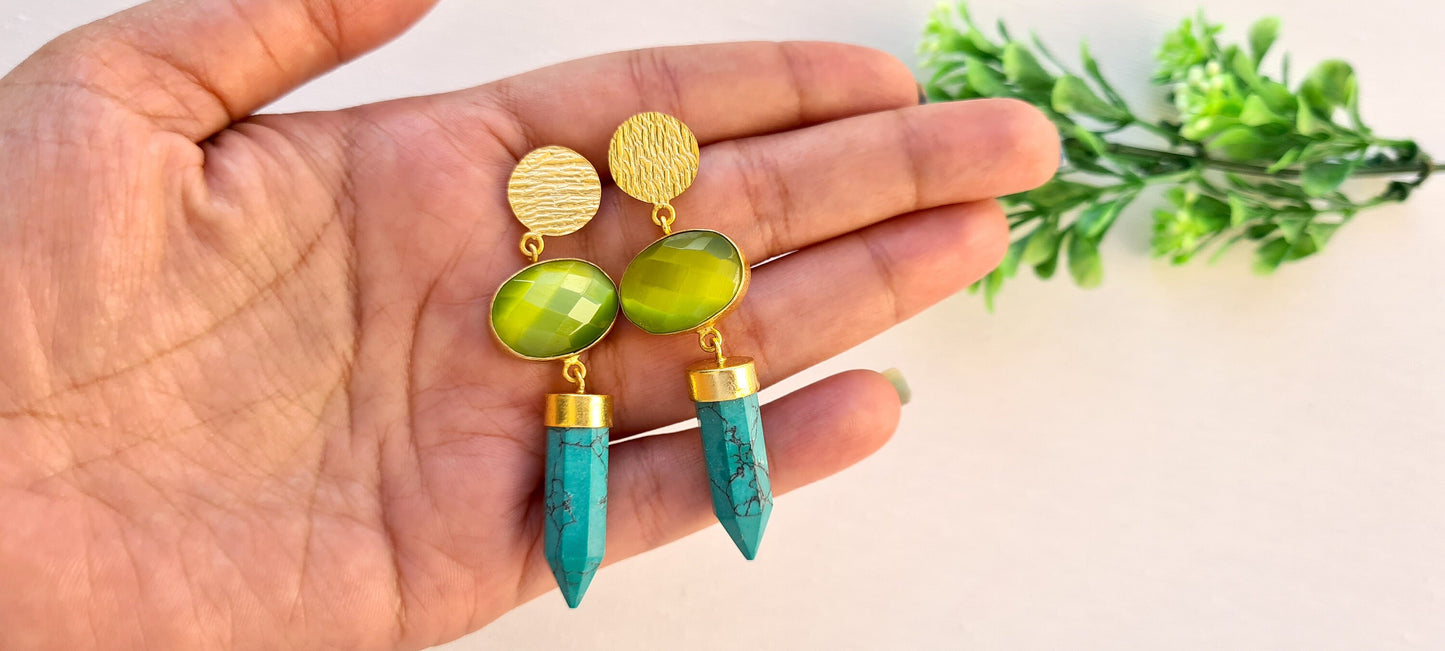 Turquoise Pencil Dangle Earrings