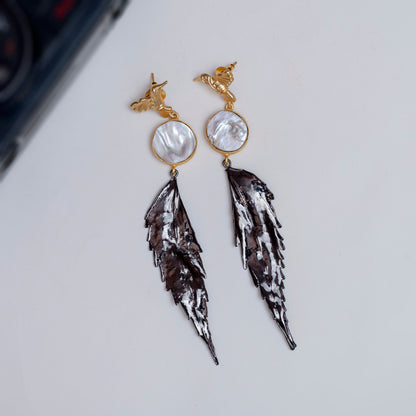 Bird Leaf Dangle Earrings