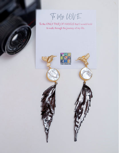 Bird Leaf Dangle Earrings