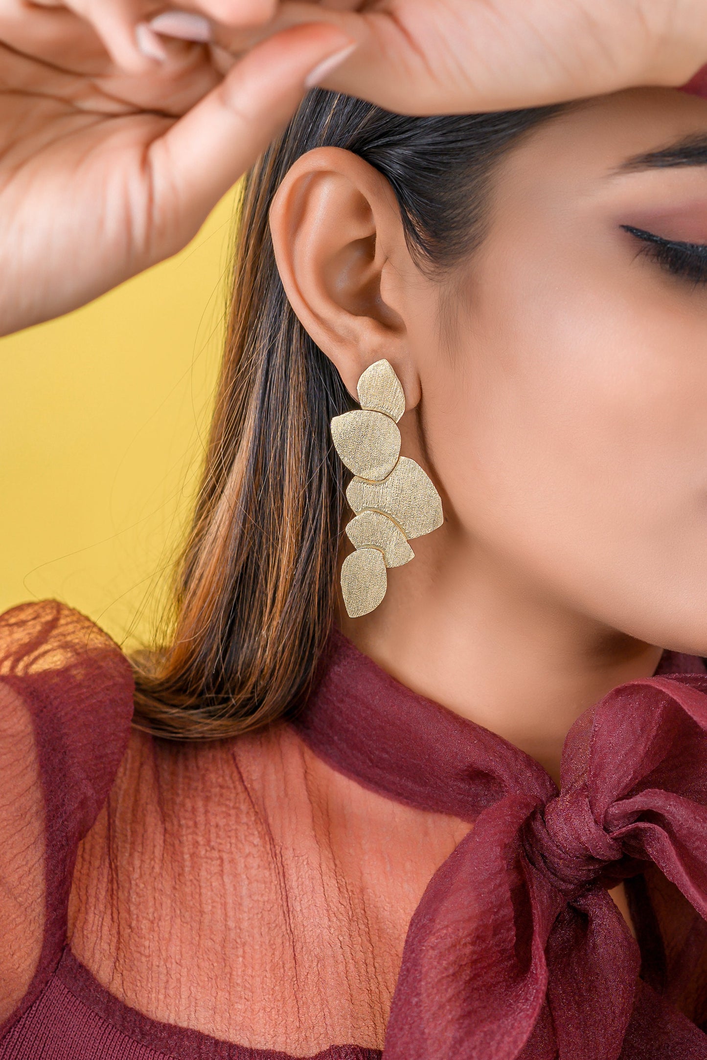 Abstract Gold Metal Earrings