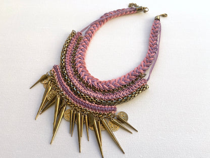 Pink Braided Crochet Necklace