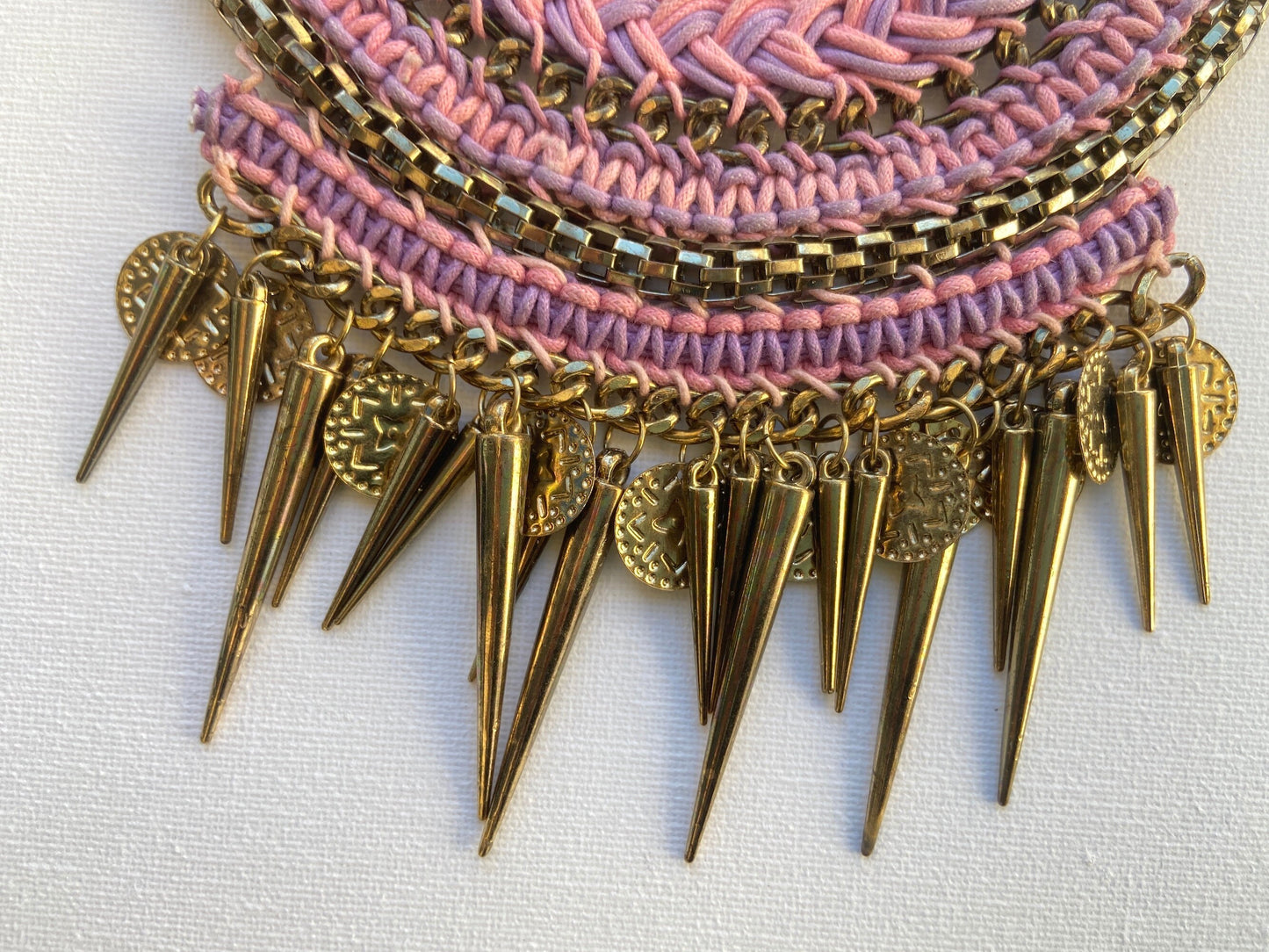 Pink Braided Crochet Necklace