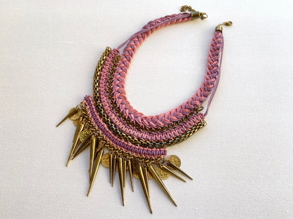 Pink Braided Crochet Necklace