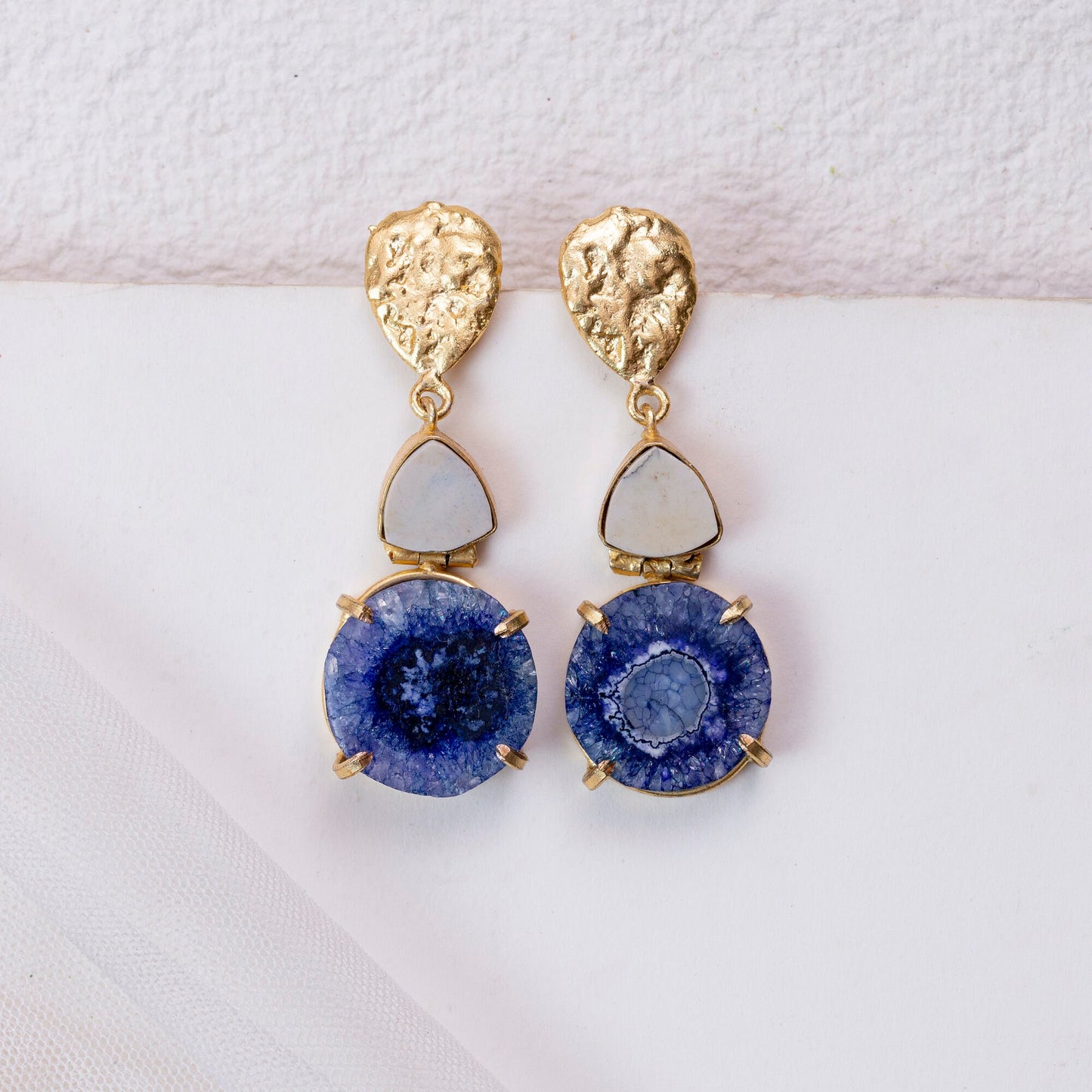 Blue Agate Boho Earrings