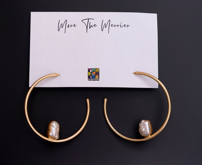 Big Pearl Hoop Earrings