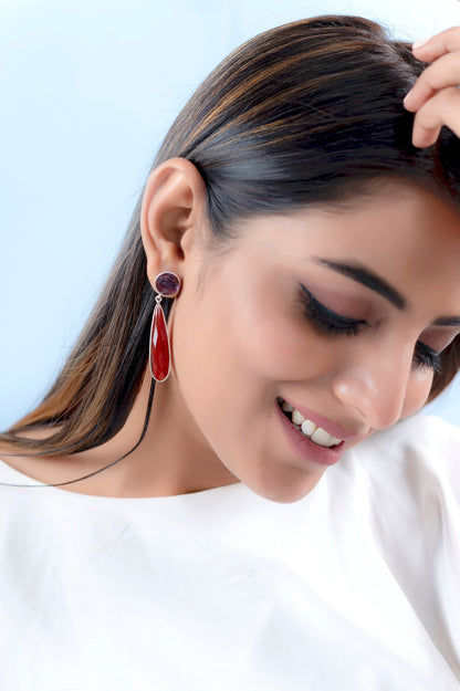 Red Minimal Dangle Earrings