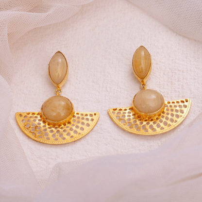 Beige Boho Filigree Earrings