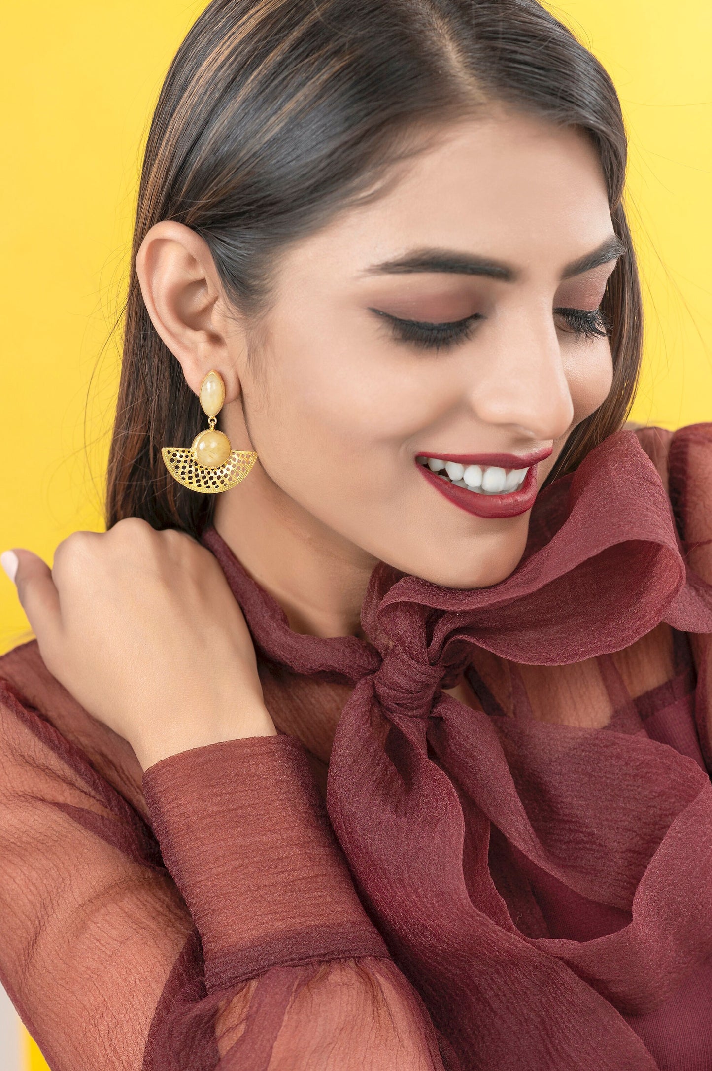 Beige Boho Filigree Earrings