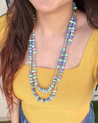 Turquoise & Purple Beaded Necklace