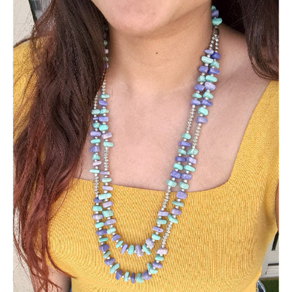 Turquoise & Purple Beaded Necklace