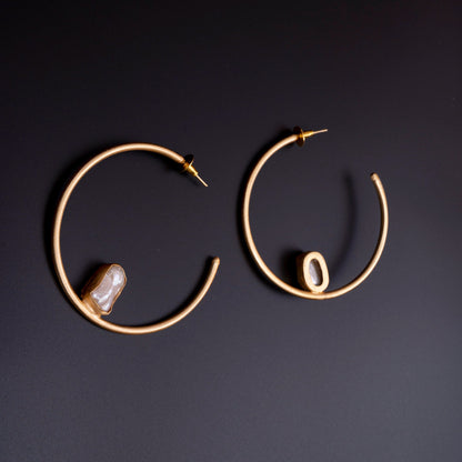 Big Pearl Hoop Earrings