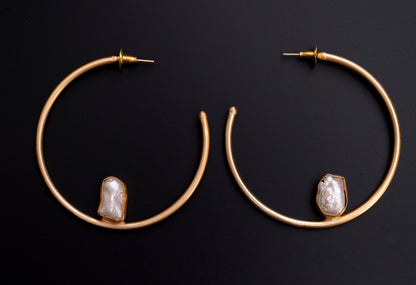 Big Pearl Hoop Earrings